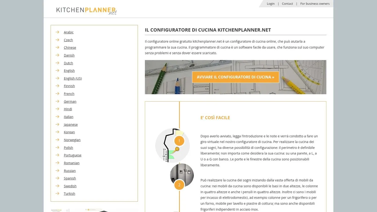 Screenshot from https://it.kitchenplanner.net/