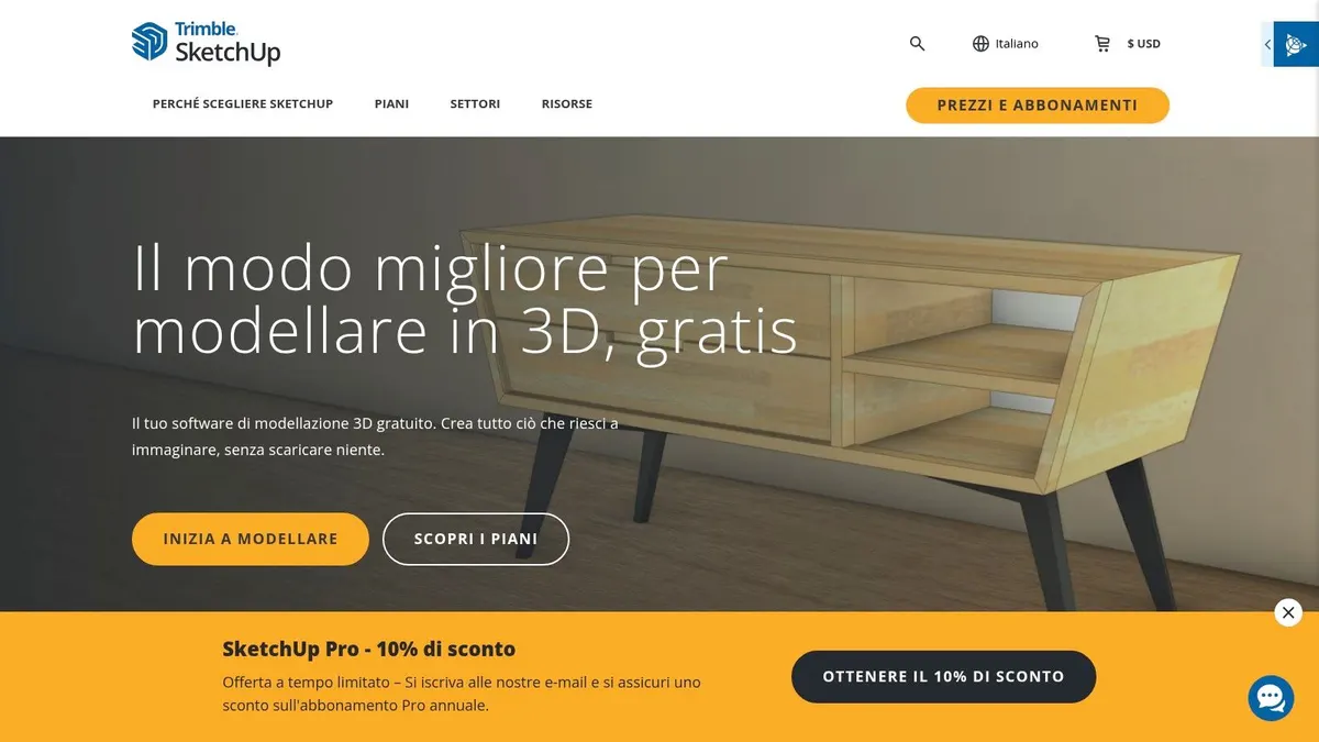 SketchUp per il Web (SketchUp Free) + piani Pro/Studio