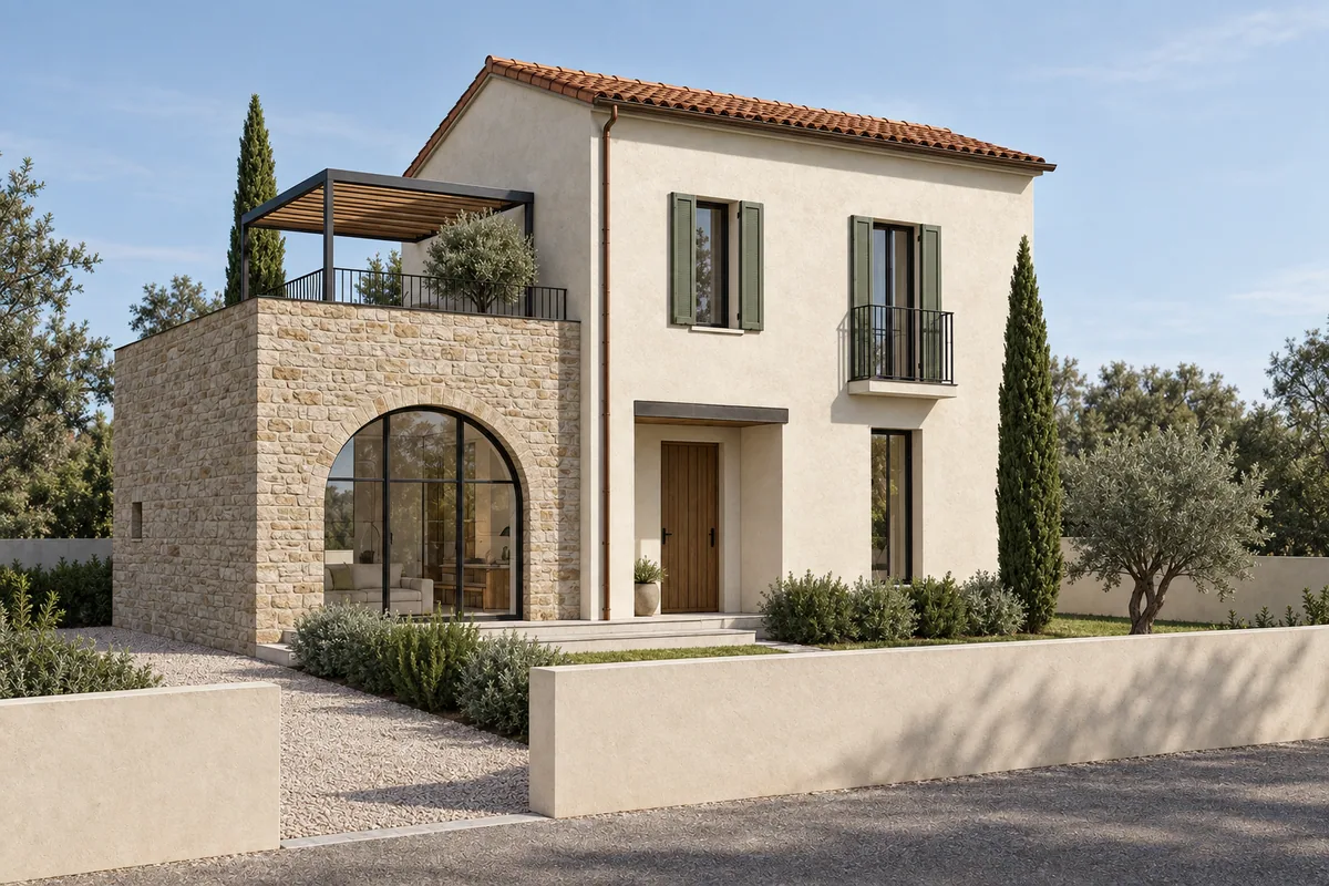 Esterno della casa dopo la trasformazione fotorealistica