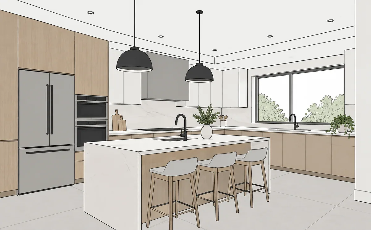 Cucina render 3D